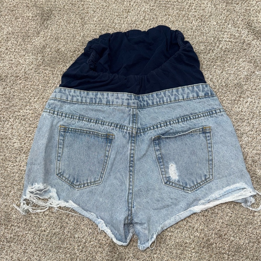 Misguided Maternity Denim Shorts Size Small Distressed - Picture 6 of 10